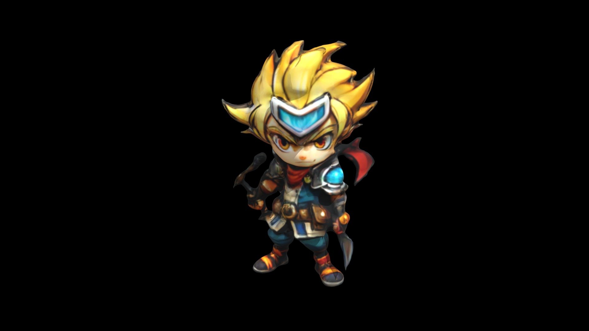 Anime-style character with spiky, yellow hair an - Download Free 3D ...