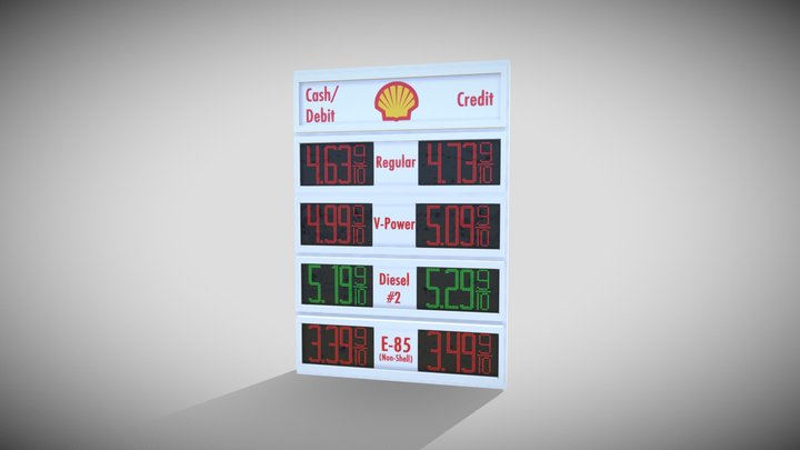 Shell Gas Station Sign Small 3D Model