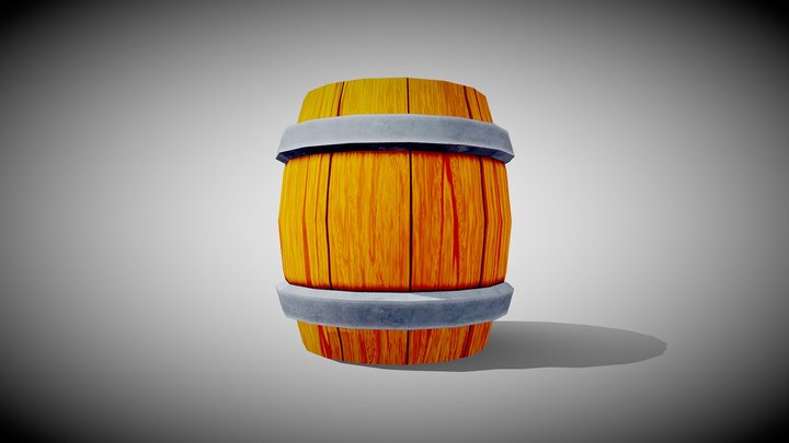 Wooden cartoon-like barrel 3D Model