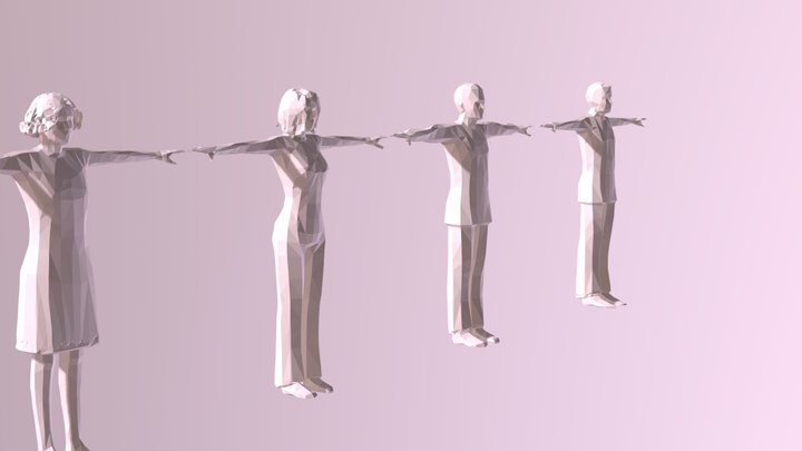 Low Poly T-Posed People 3D Model