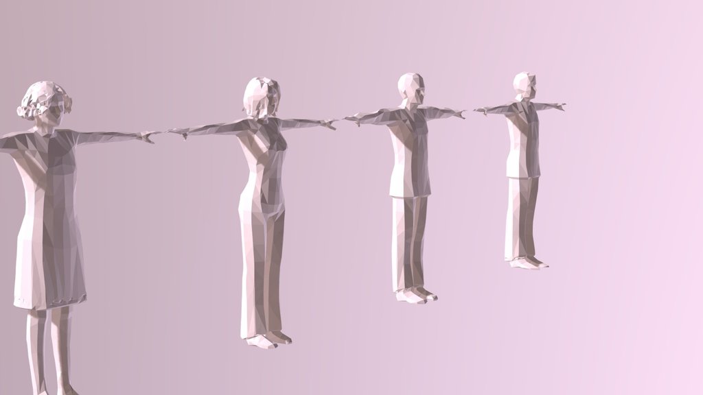 Low Poly T-Posed People