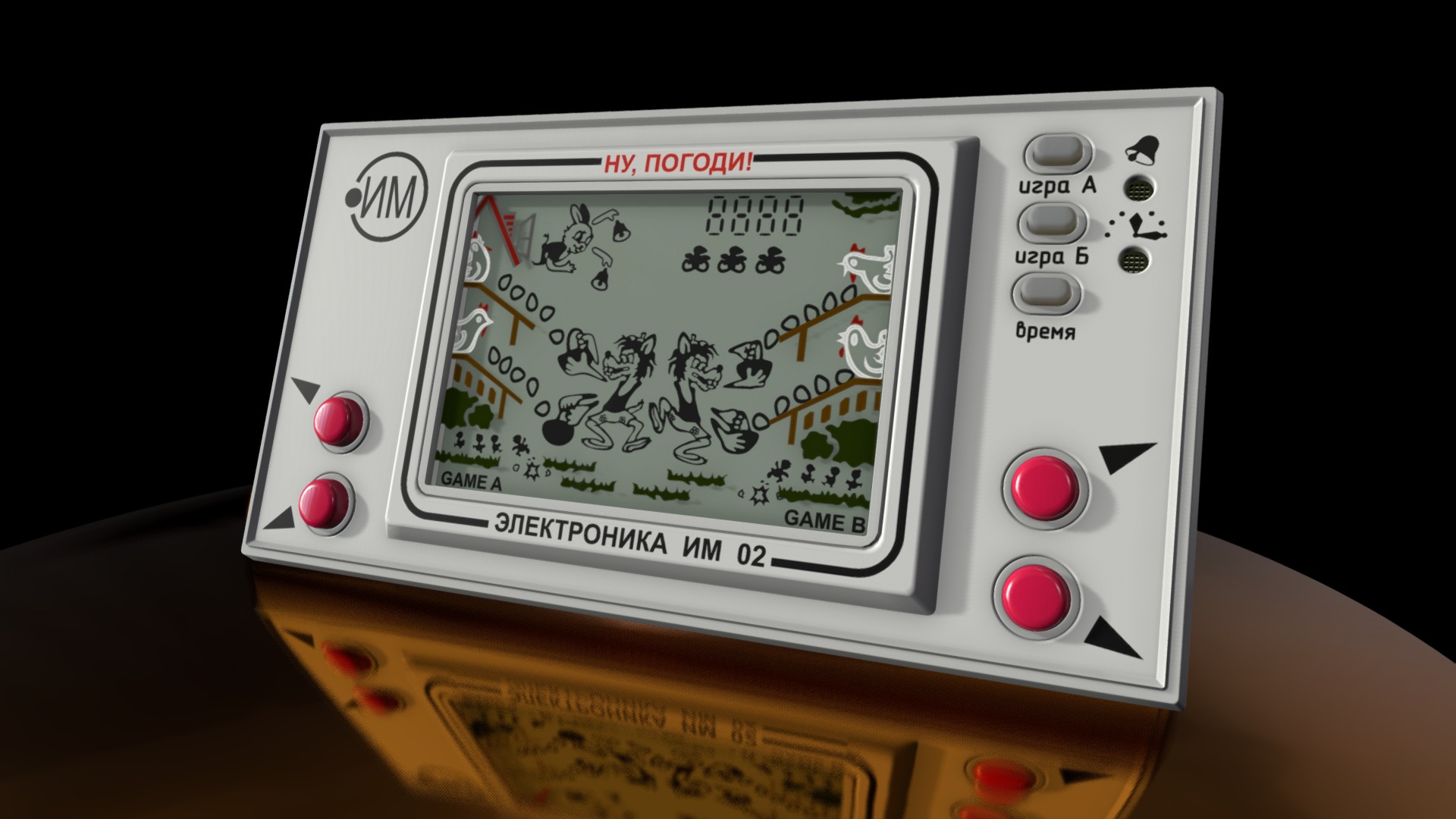 3D model Gameboy (Игровая приставка) – Волк ловит яйца - This is a 3D model of the Gameboy (Игровая приставка) - Волк ловит яйца. The 3D model is about a handheld game system.