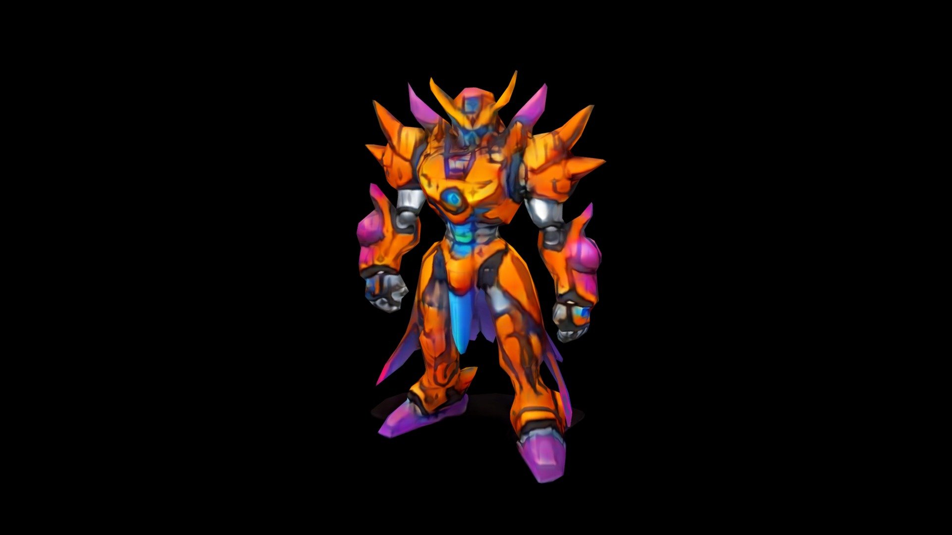 An orange and purple robot with large spikes, a - Download Free 3D ...