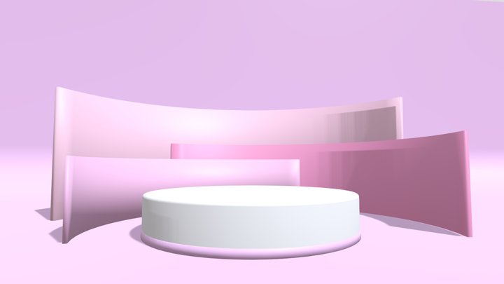Rounded pink podium stage for product showcase 3D Model