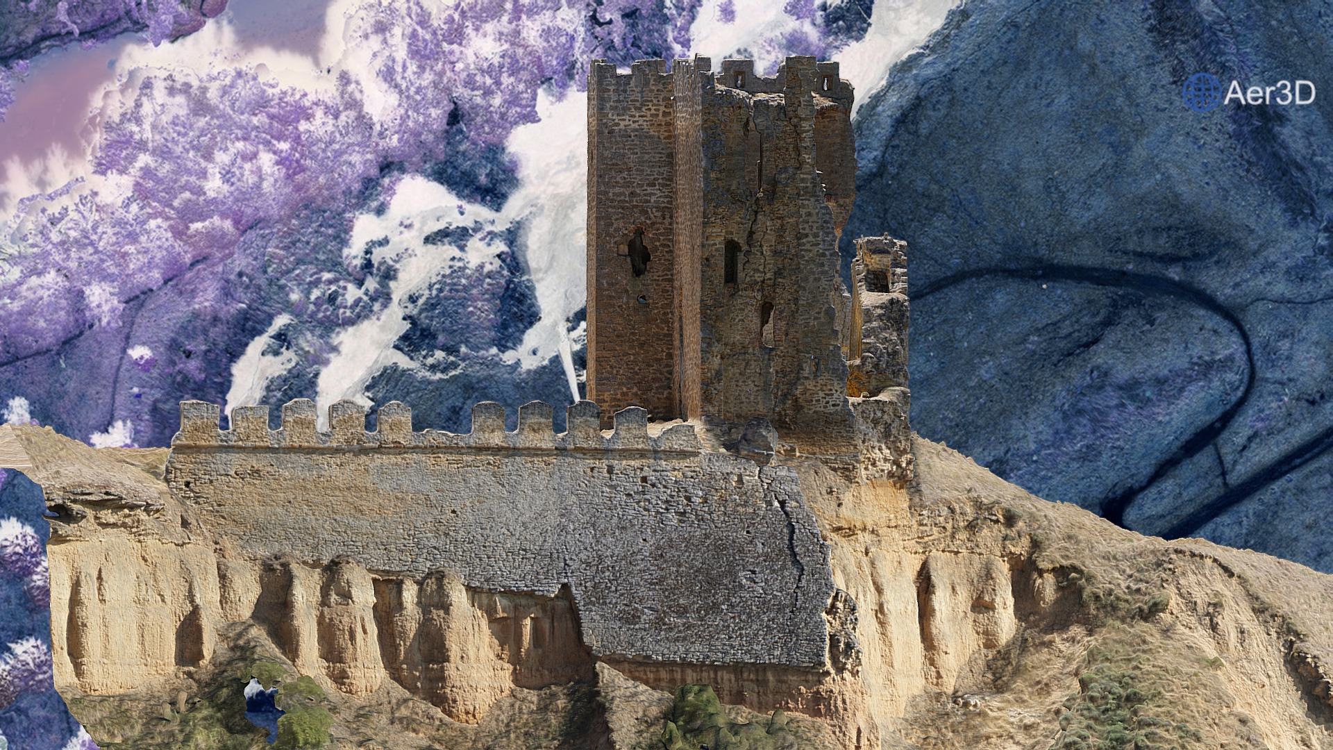 3D model Castillo de Cea (León) - This is a 3D model of the Castillo de Cea (León). The 3D model is about a stone castle on a cliff.