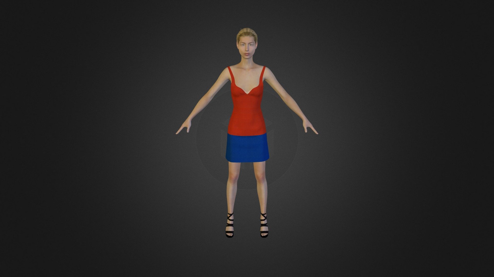 Top Orange - Skirt Blue