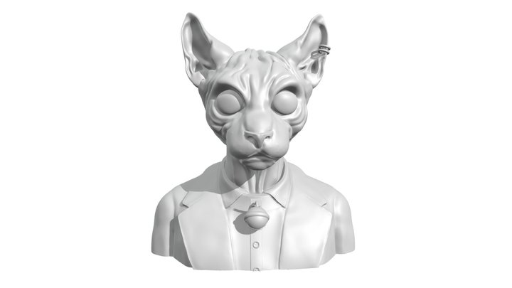 Half body Cat Man - Lord Cat - Gentless Sphynxs 3D Model