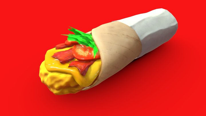 Stylized Cheesy Chicken Wrap 3D Model