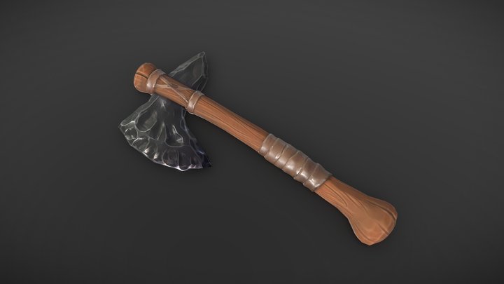 Obsidian Throwing Axe 3D Model