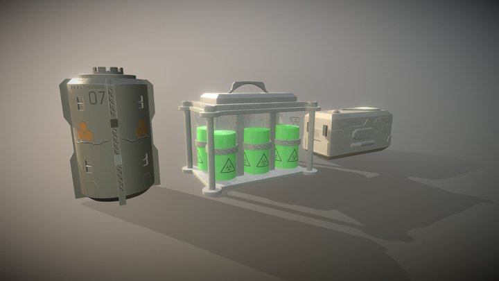 Sci Fi containers kit 02 3D Model