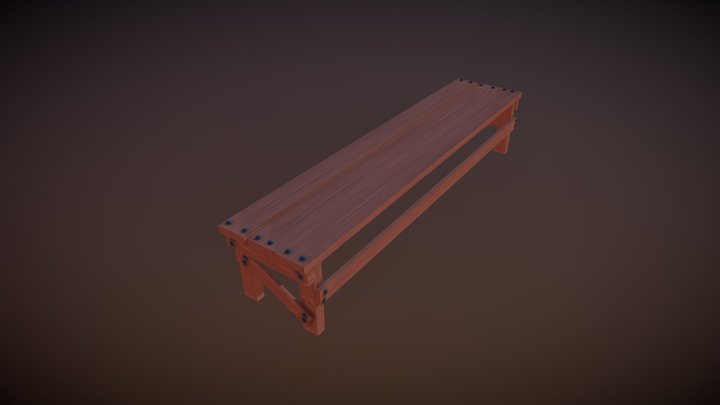 Lowpoly Wooden Bench 3D Model