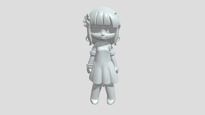 Cartoon girl with orange hair 3D Model