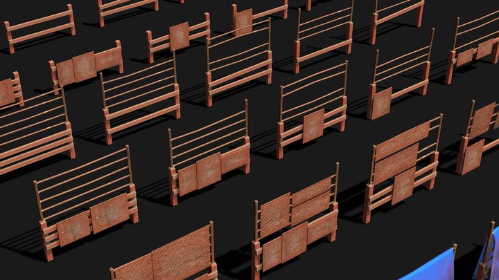 Low | Fences | Old | Rusty | Desert | Pack – Modello 3D gratuito STL
