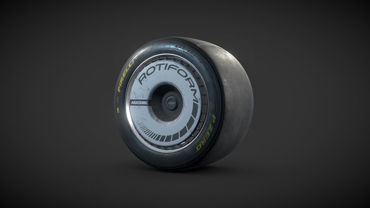 Pirelli Slick Tire - Aerodisc Rotiform Rim 3D Model