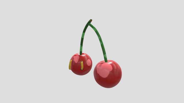 Cherry with worm 3D Model