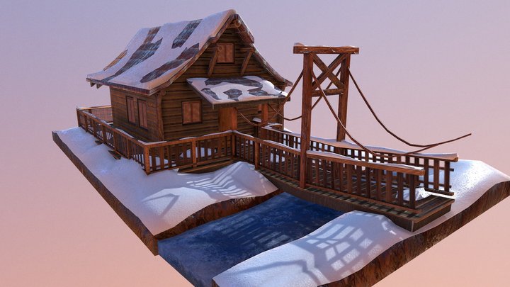 Cozy Wooden Cabin 3D Model