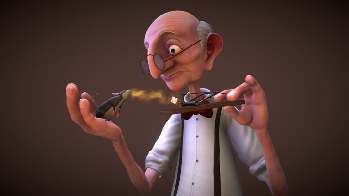 Old man with Mouse trap 3D Model