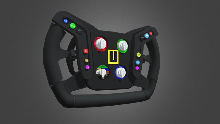 Pink Porsche 911 GT3R car's Steering Wheel 3D Model