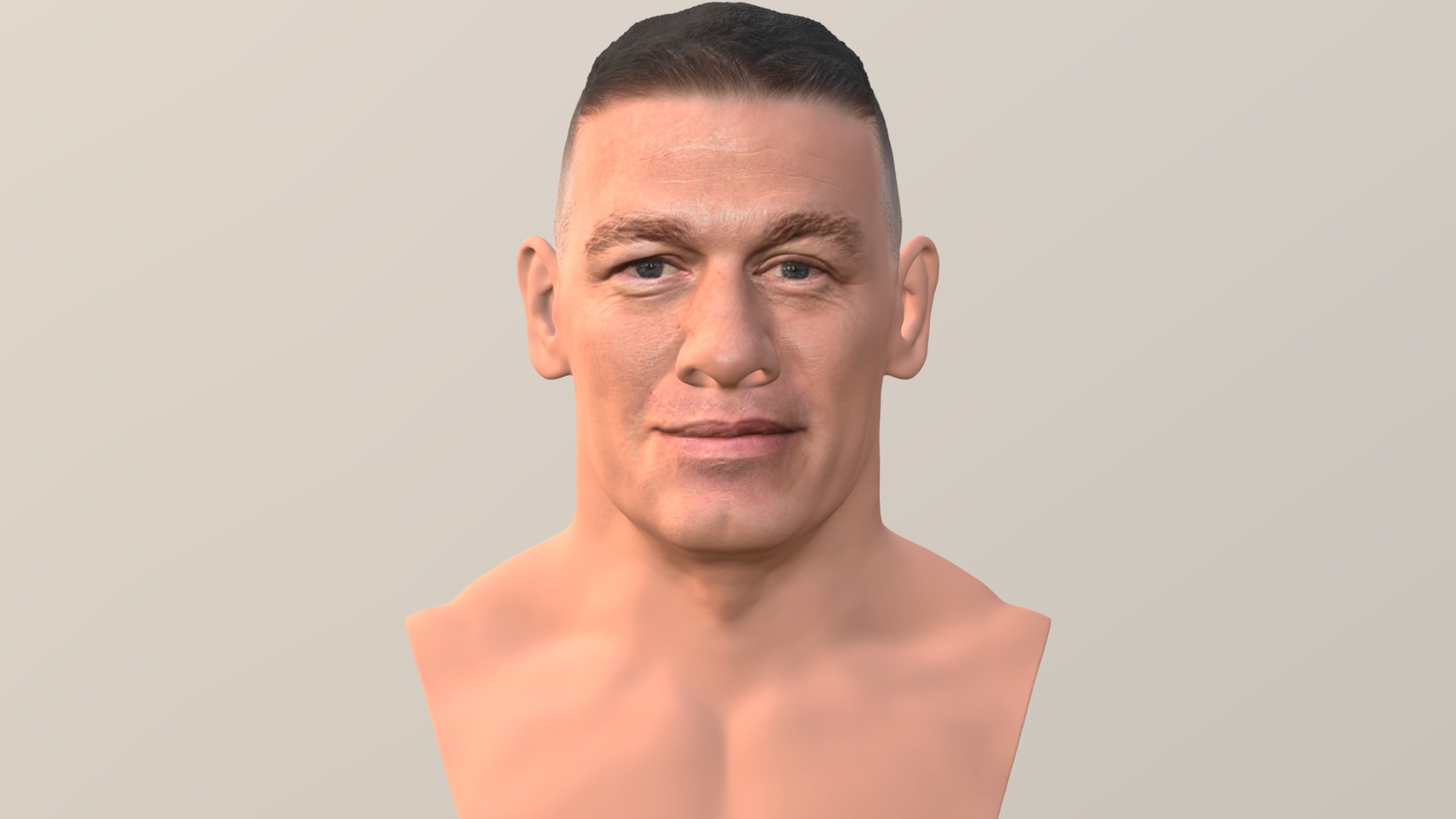 3D model John Cena bust for full color 3D printing - This is a 3D model of the John Cena bust for full color 3D printing. The 3D model is about a man with no shirt.