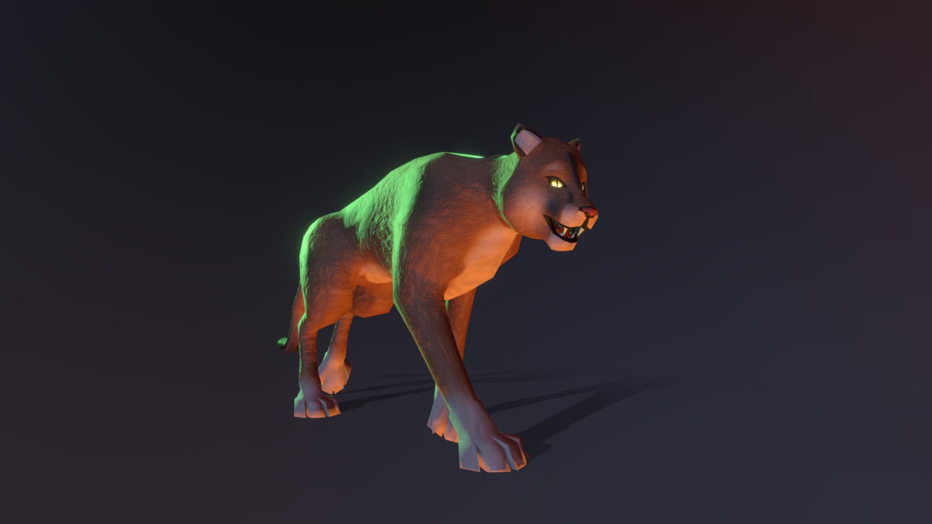 3D model Low Poly Puma - This is a 3D model of the Low Poly Puma. The 3D model is about a toy dinosaur on a black background.