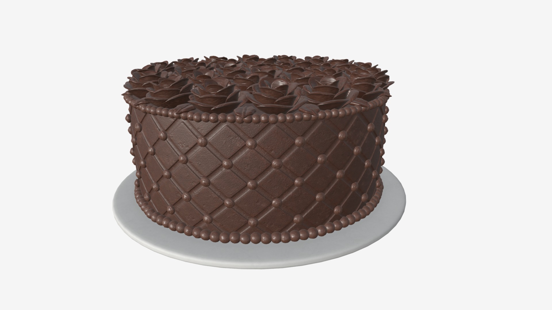 3D model Chocolate cake - This is a 3D model of the Chocolate cake. The 3D model is about a chocolate cake on a plate.