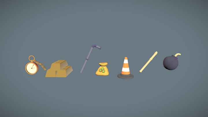 Throwable and Treasure Props 3D Model