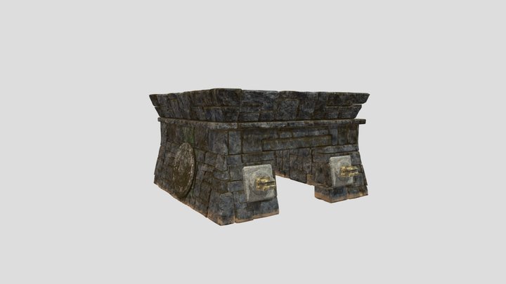 Temple ruin with sculpture 3D Model
