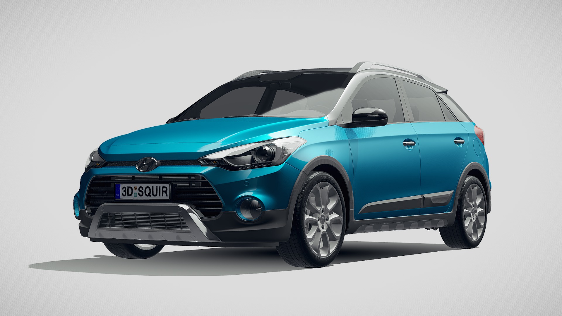 3D model Hyundai i20 Actilve 2019 - This is a 3D model of the Hyundai i20 Actilve 2019. The 3D model is about a blue car with a white background.