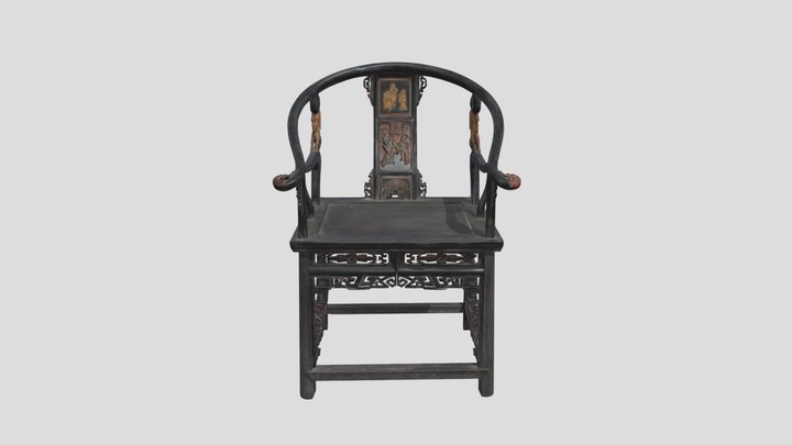 Oriental Antique Wooden Chair 3D Model