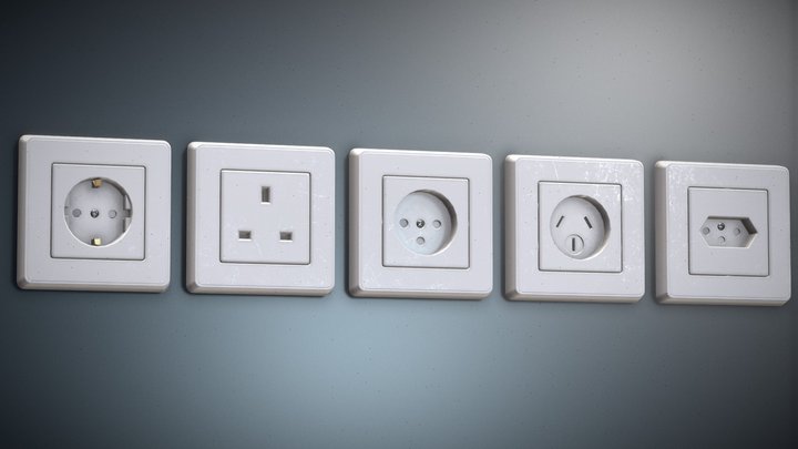 Power sockets F-J ◆ AR|VR|MR 3D Model