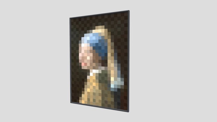 Girl with a pearl earring - minimalist painting 3D Model