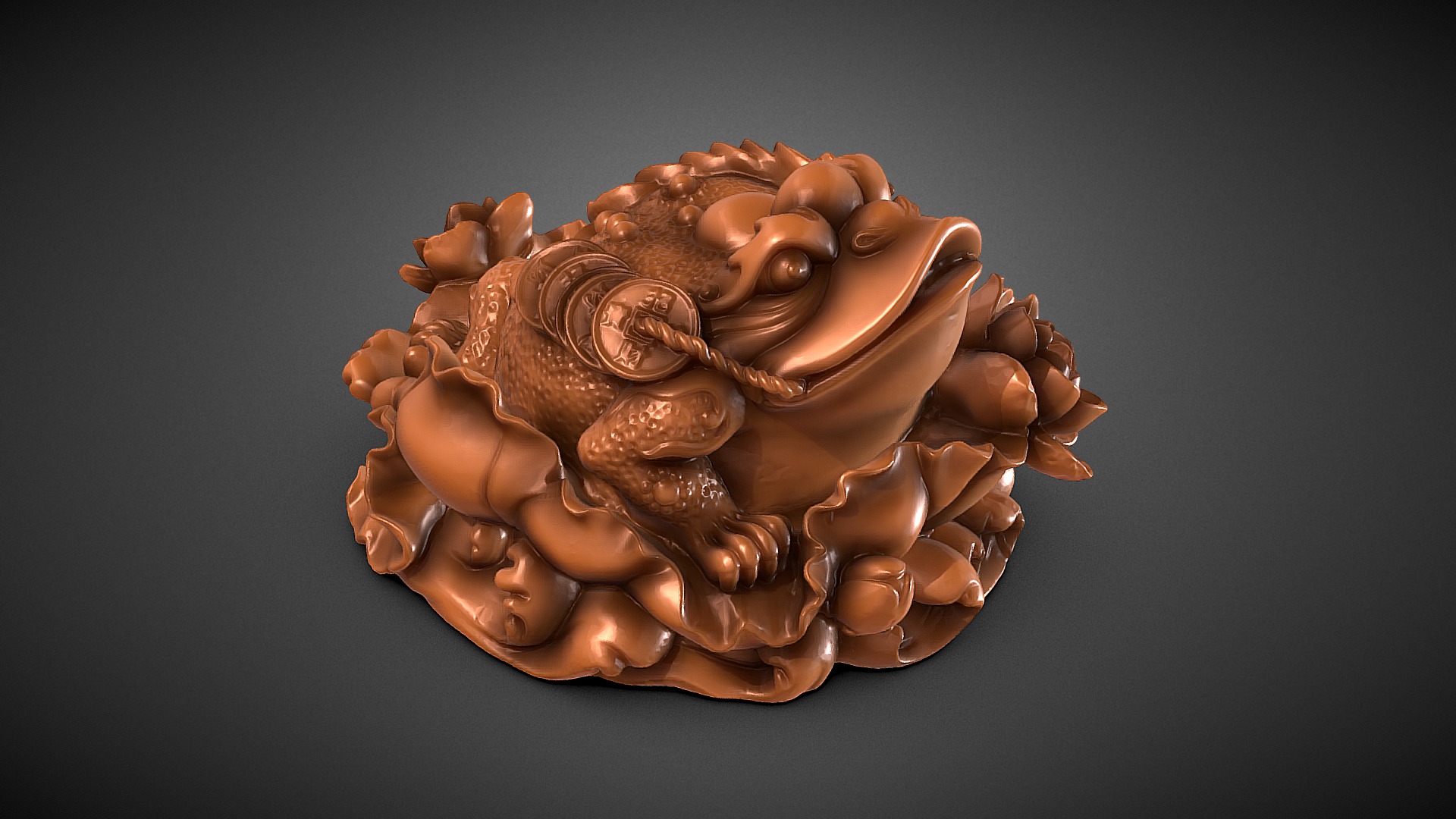 3D model Lotus frog decoration sculpture - This is a 3D model of the Lotus frog decoration sculpture. The 3D model is about a sculpture of a lion.