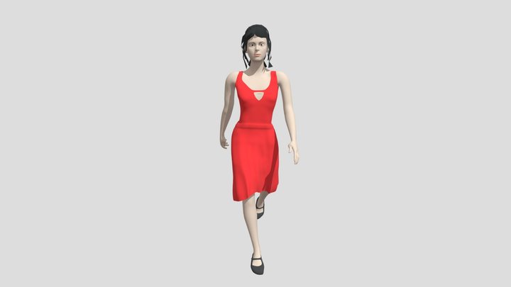 Cartoon Woman Walking 3D Model