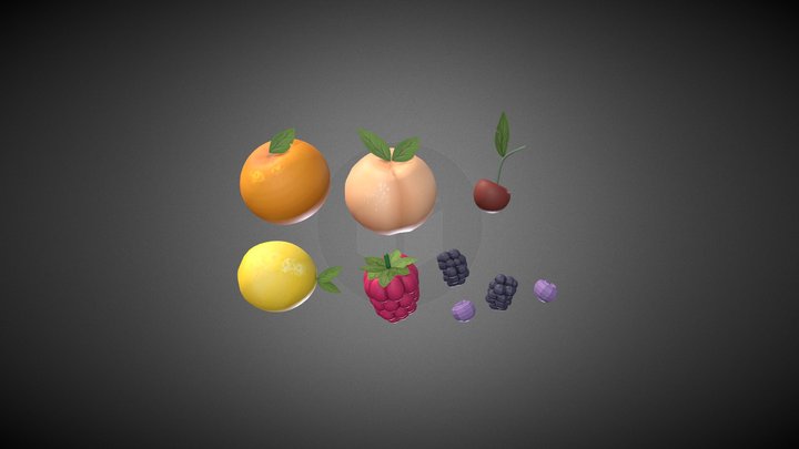 Cartoon Fruits 3D Model