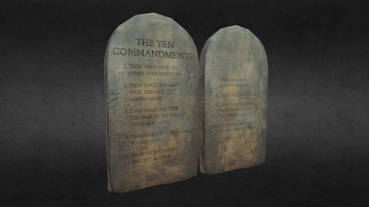 Stone Tablets of Ten Commandments (English) – Free 3D Model STL