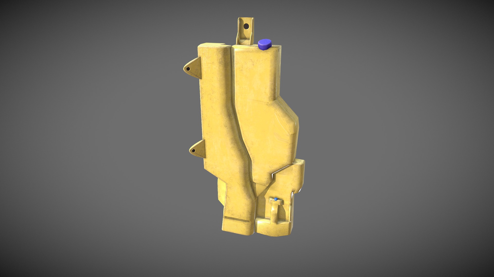 3D model Whiper washer item - This is a 3D model of the Whiper washer item. The 3D model is about a gold and blue object.