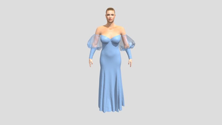 Vestido Para Tatiana com mangas de organza 3D Model