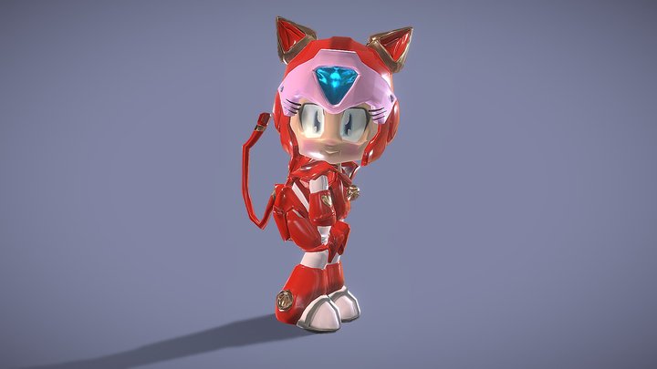 Samurai Pizzacats Pururun (Polly Esther) Fanart 3D Model