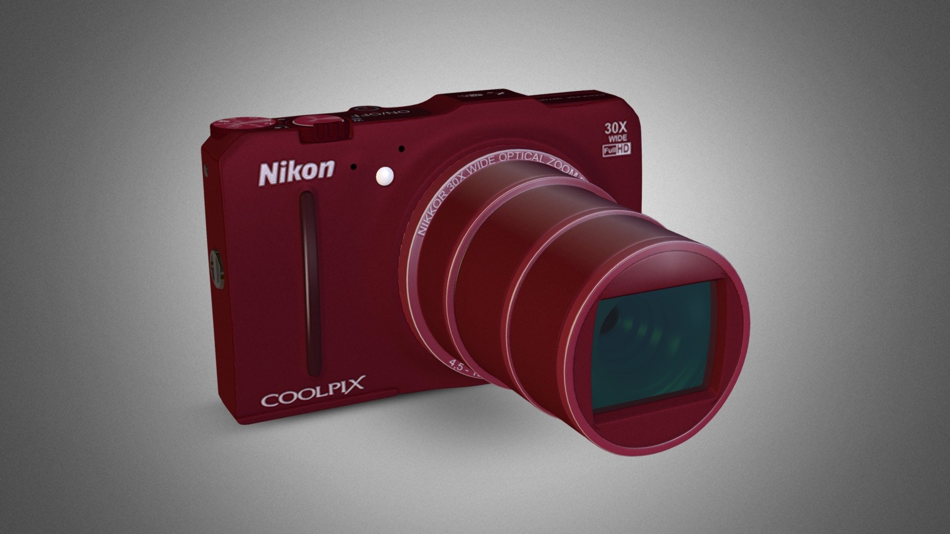 NIKON COOLPIX S9700 [RED EDITION] - 3D model by STORETAIL