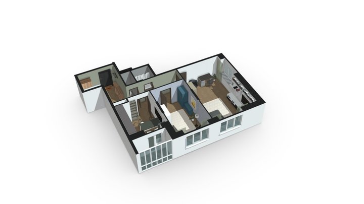 Двухкомнатная квартира 2Г 3D Model