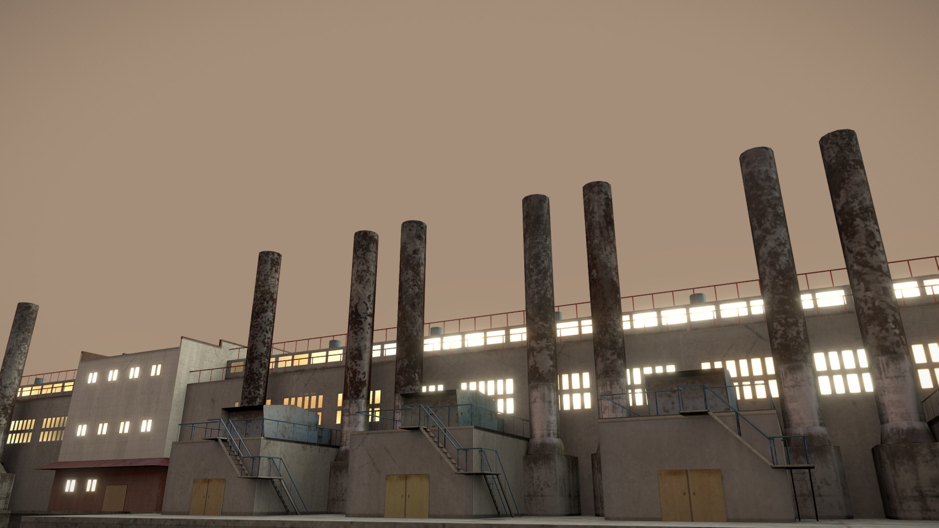 3D model Factory 02 - This is a 3D model of the Factory 02. The 3D model is about a building with smokestacks.