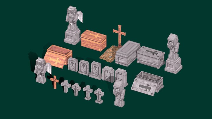 PixelMine | Halloween Graveyard Assets 3D Model