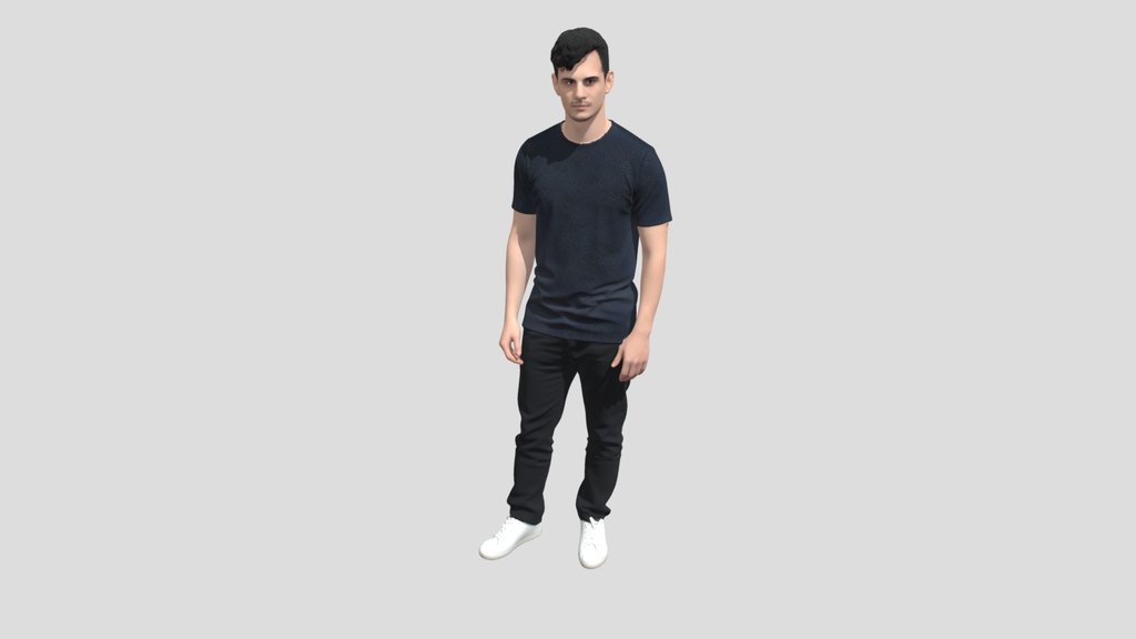 Casual Navy Dotted T- Shirt And Dark Jeans