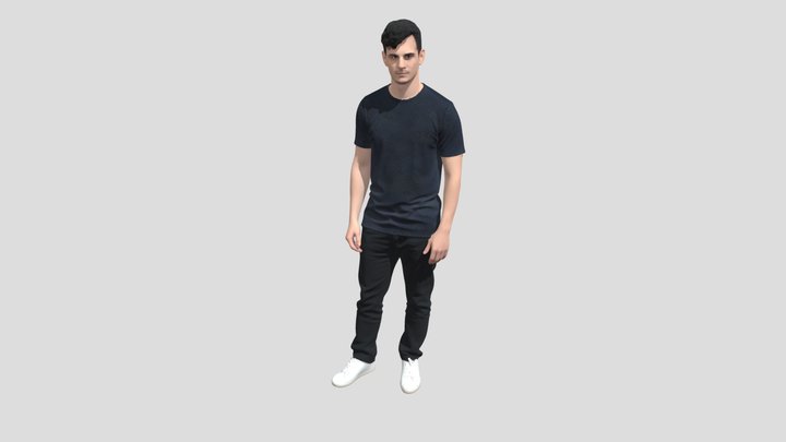 Casual Navy Dotted T- Shirt And Dark Jeans – Kostenloses 3D-Modell STL