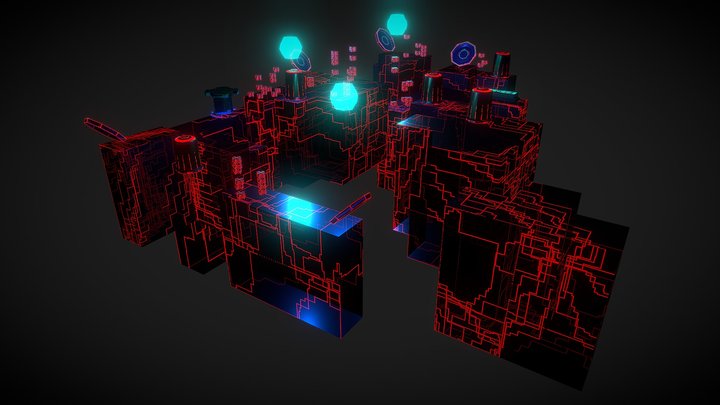 Exproject Neon Platforms 3D Model
