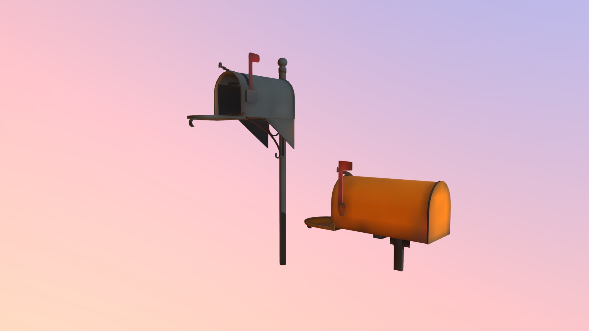 3D model Mail Box - This is a 3D model of the Mail Box. The 3D model is about a couple of cameras on a pole.