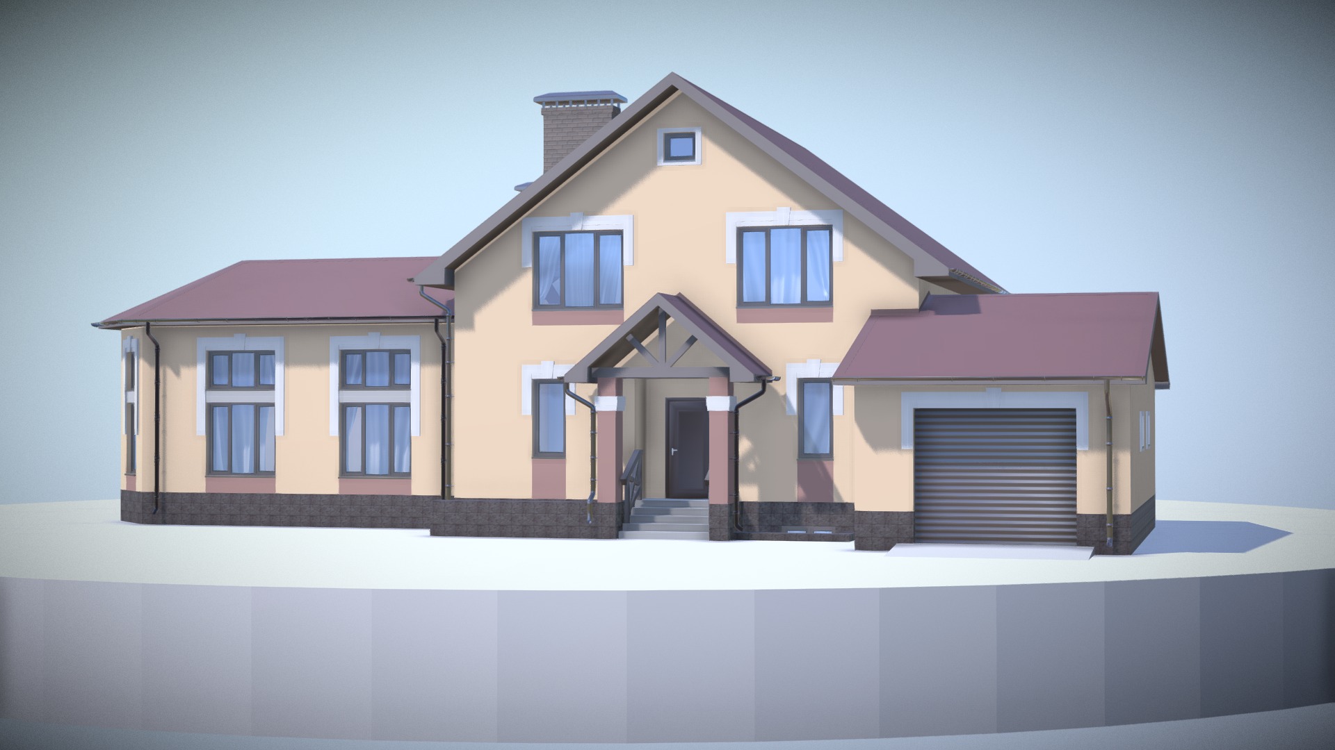 3D model Проект дома 307-A - This is a 3D model of the Проект дома 307-A. The 3D model is about a house with a garage.