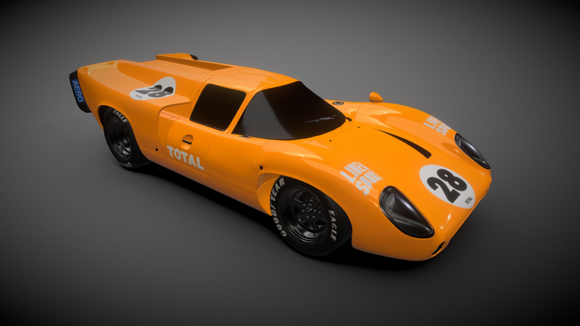 3D model LOLA MKIII T70 - This is a 3D model of the LOLA MKIII T70. The 3D model is about a yellow sports car.