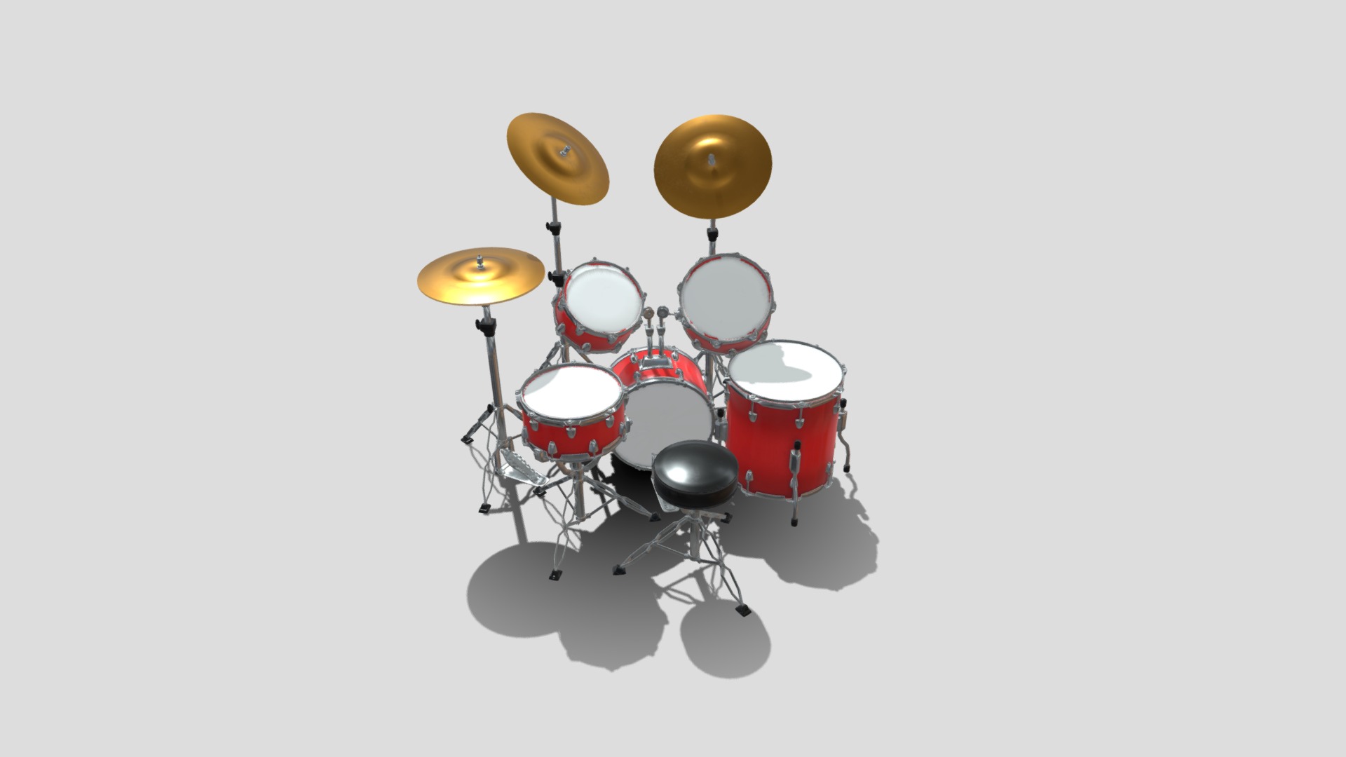 3D model Drum Set Kit - This is a 3D model of the Drum Set Kit. The 3D model is about a drum set with a white background.
