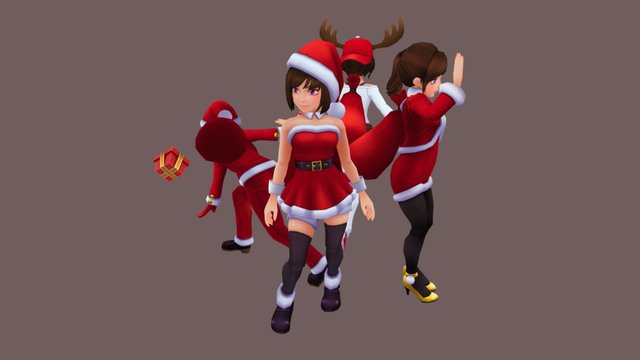 Lady Santa 3D Model